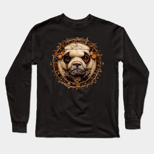 Bulldog Surreal Steampunk Artwork, Dog Lover Long Sleeve T-Shirt